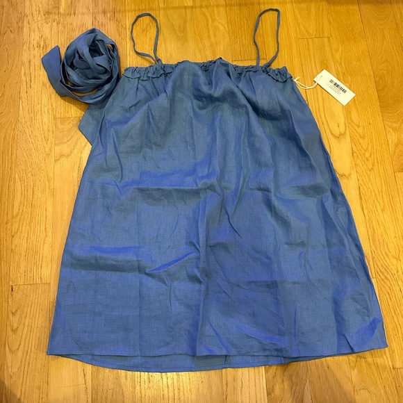 Reformation Ama Linen Dress Parisian Blue Size Large - Picture 2 of 2